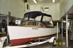 Wooden Boat Bimini Top with Side Windows and Two Piece Windshield