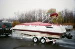 Red Deck Boat Tonneau Cover & Custom Bimini Top